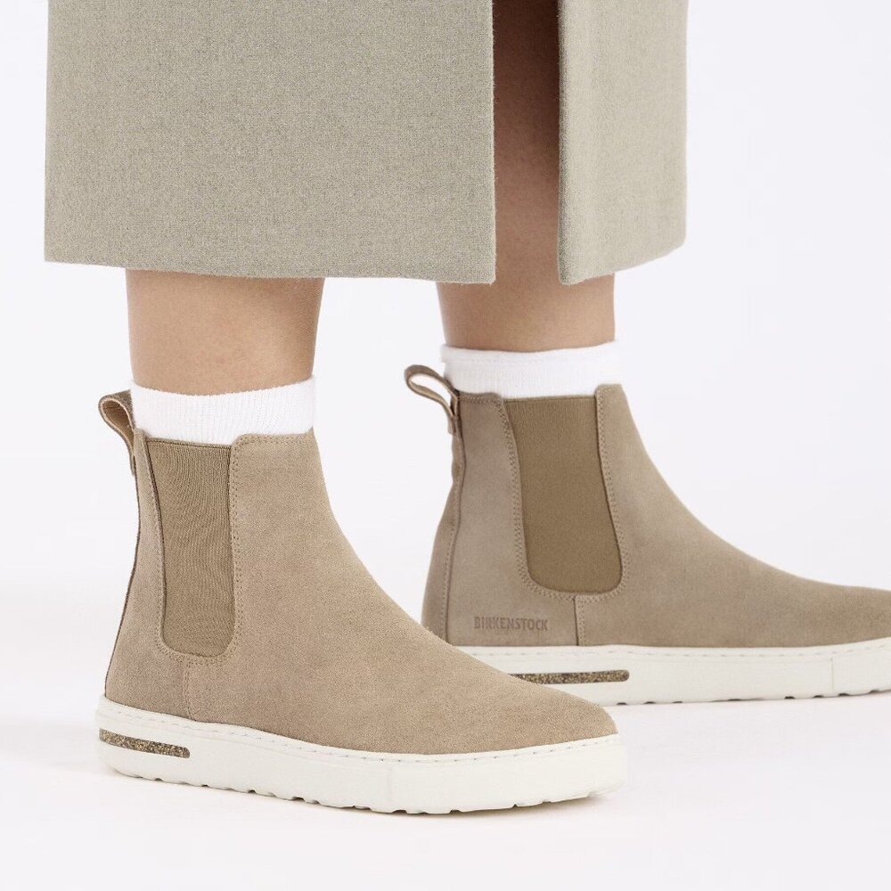 BIRKENSTOCK Bend Chelsea Sneaker Boots Size 38 7 7.5 N Taupe Suede Comfort NEW